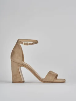 Sandalo tacco 9 cm beige camoscio