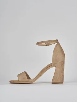 Sandalo tacco 9 cm beige camoscio