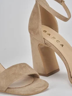 Sandalo tacco 9 cm beige camoscio