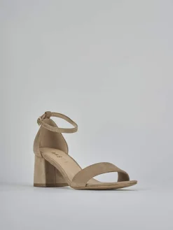Sandalo tacco 6 cm beige camoscio
