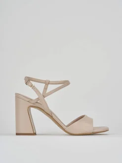 Sandalo tacco 7 cm beige pelle