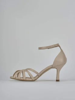 Sandalo tacco 7 cm beige pelle