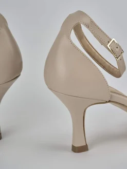 Sandalo tacco 7 cm beige pelle