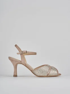 Sandalo tacco 7 cm beige pelle