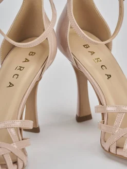 Sandalo tacco 9 cm beige vernice