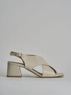 Sandalo tacco 5 cm bianco pelle