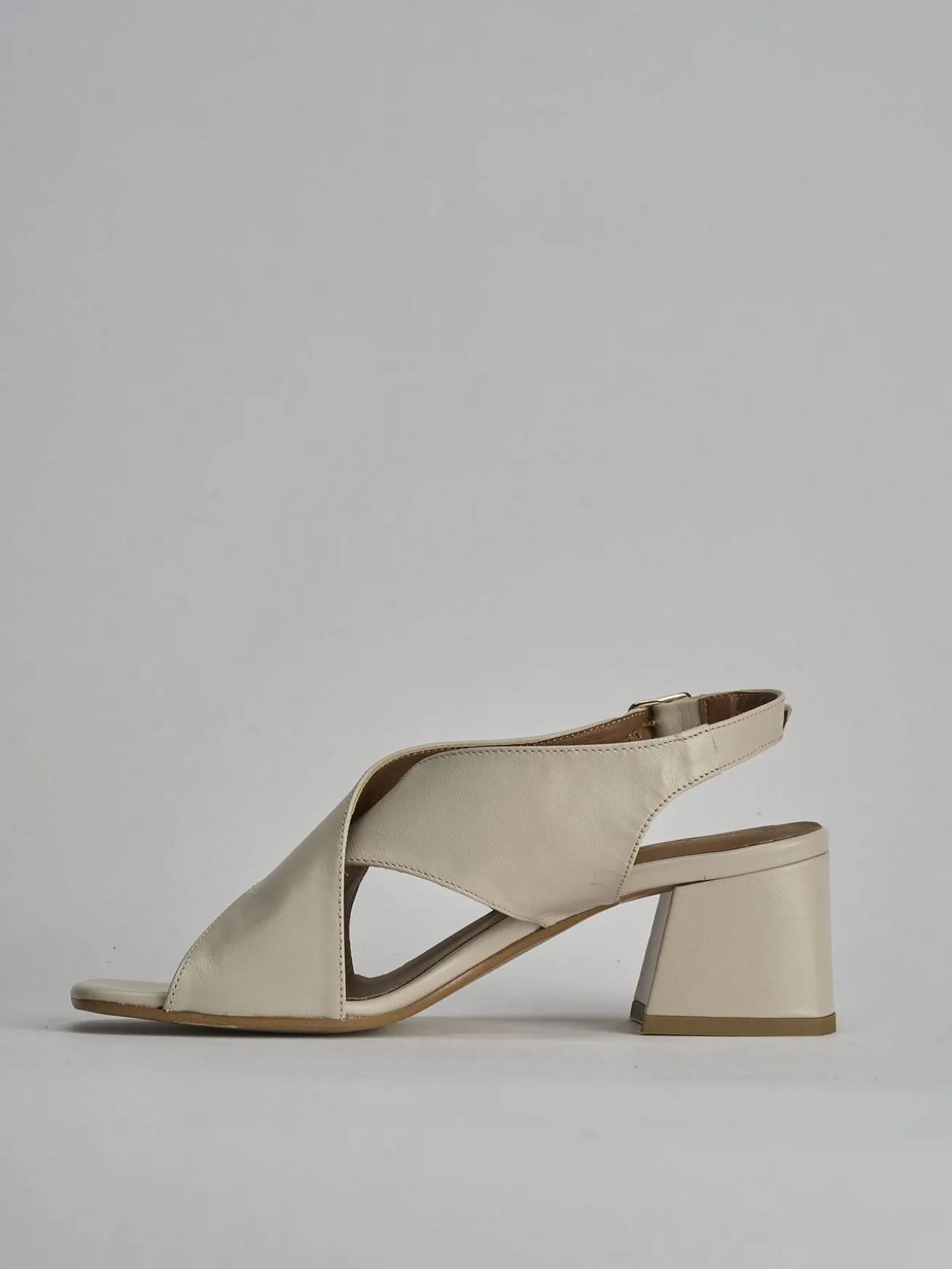 Sandalo tacco 5 cm bianco pelle