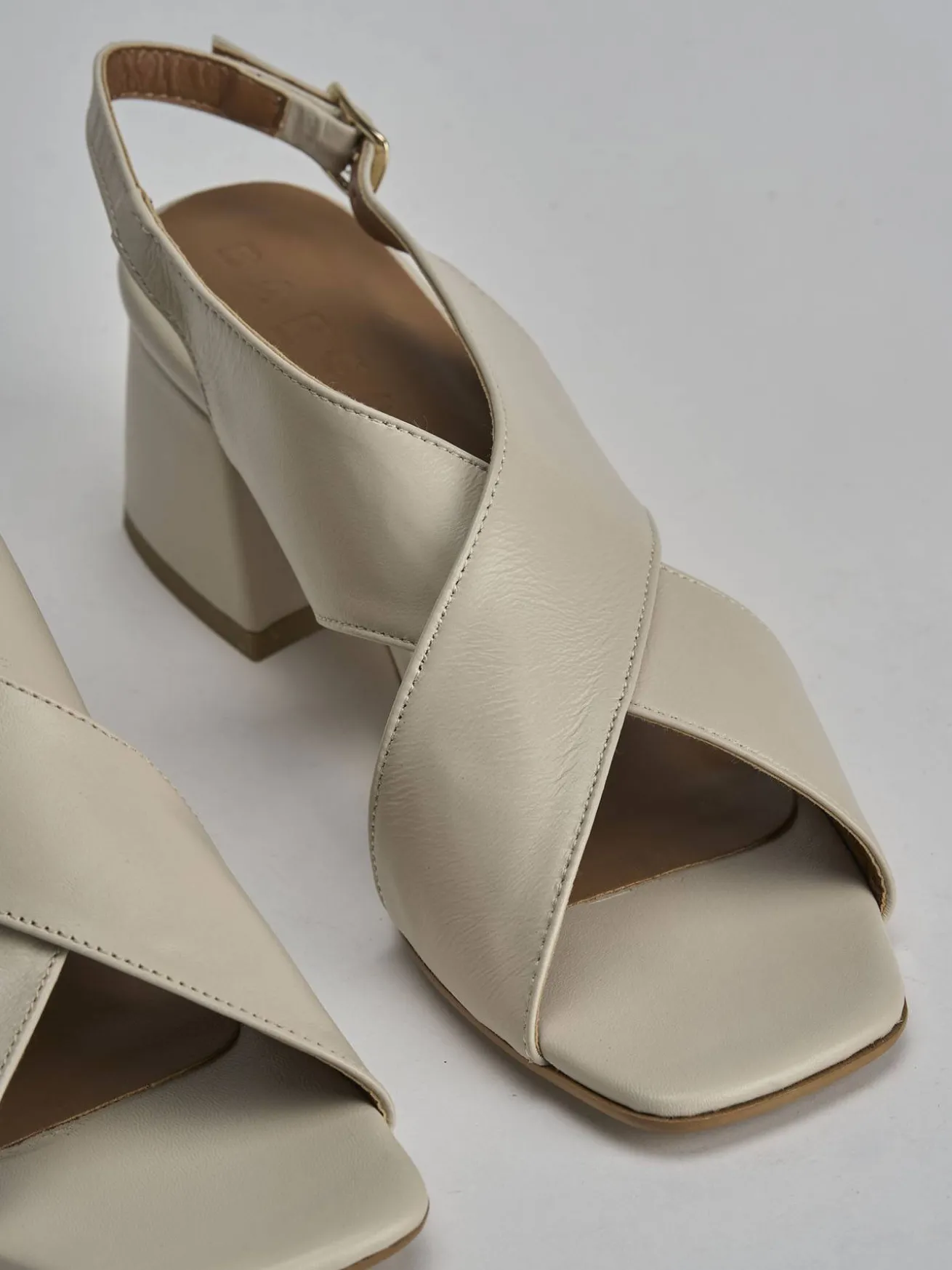 Sandalo tacco 5 cm bianco pelle