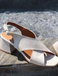Sandalo tacco 5 cm bianco pelle