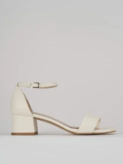 Sandalo tacco 5 cm bianco pelle