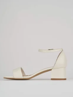 Sandalo tacco 5 cm bianco pelle