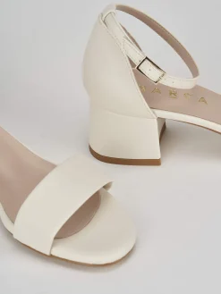 Sandalo tacco 5 cm bianco pelle