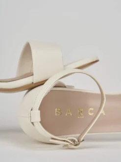 Sandalo tacco 5 cm bianco pelle