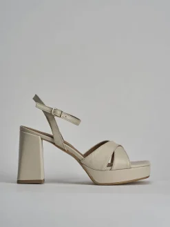 Sandalo tacco 8 cm bianco pelle