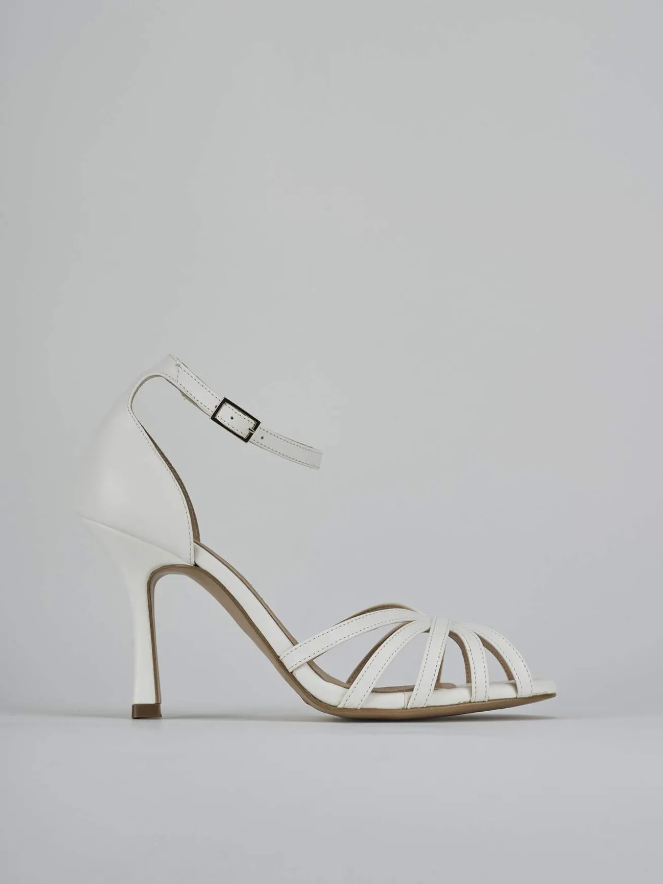Sandalo tacco 9 cm bianco pelle