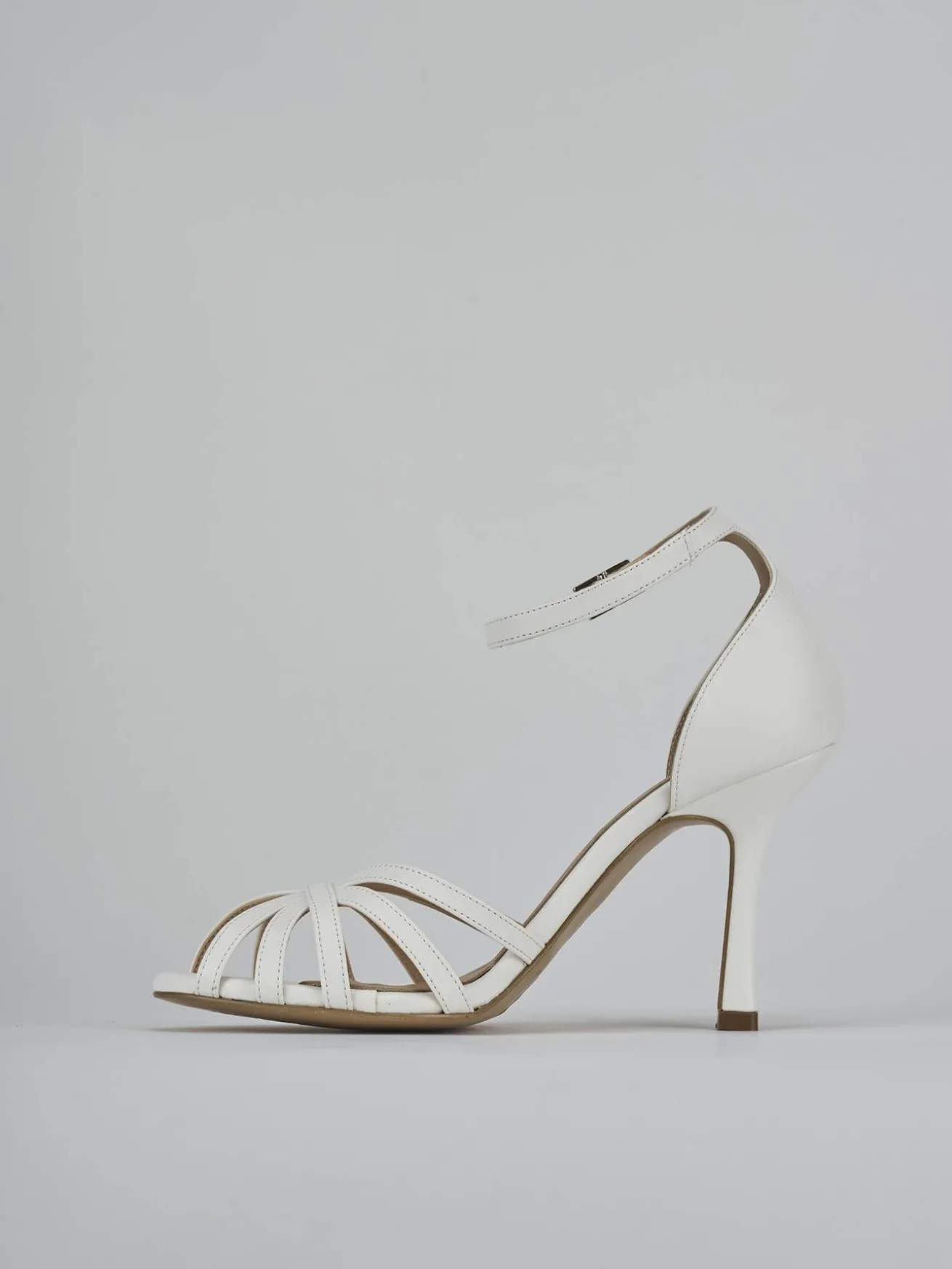 Sandalo tacco 9 cm bianco pelle