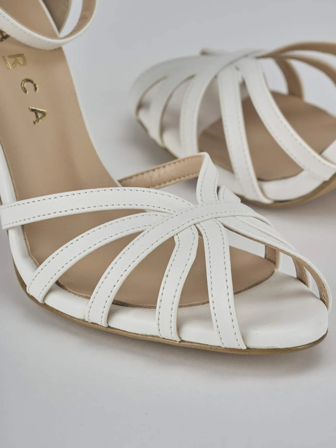 Sandalo tacco 9 cm bianco pelle