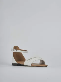 Sandalo tacco 1 cm bianco pelle