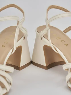 Sandalo tacco 6 cm bianco pelle