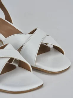 Sandalo tacco 3 cm bianco pelle