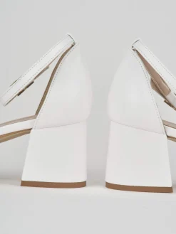 Sandalo tacco 6 cm bianco pelle