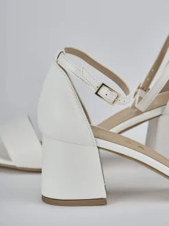 Sandalo tacco 6 cm bianco pelle