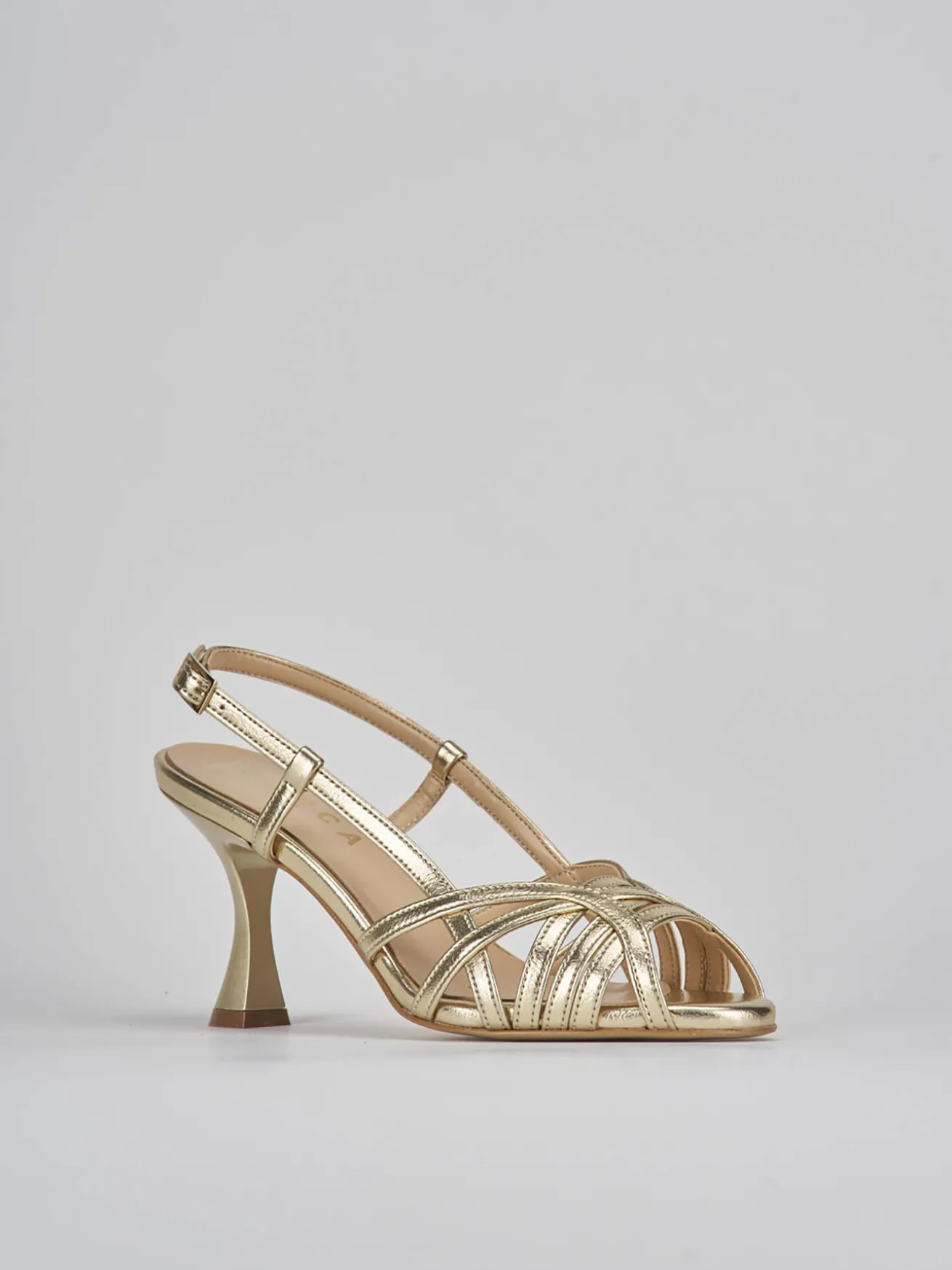 Sandalo tacco 7 cm bronzo pelle