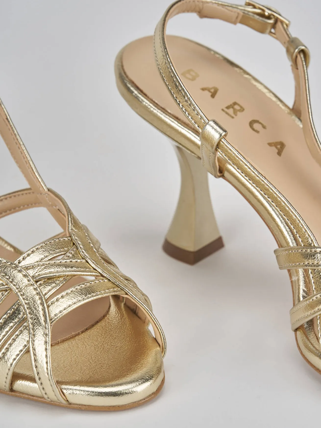 Sandalo tacco 7 cm bronzo pelle