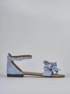 Sandalo tacco 1 cm jeans camoscio