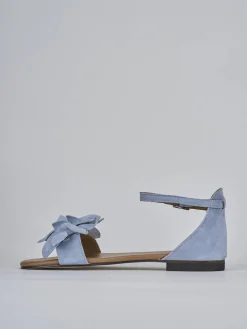 Sandalo tacco 1 cm jeans camoscio