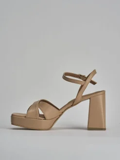 Sandalo tacco 8 cm marrone pelle