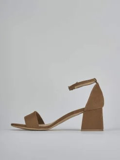 Sandalo tacco 6 cm marrone camoscio