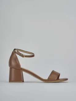 Sandalo tacco 6 cm marrone pelle