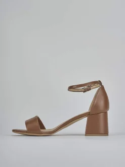 Sandalo tacco 6 cm marrone pelle