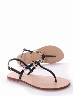 sandalo tacco 1 cm nero