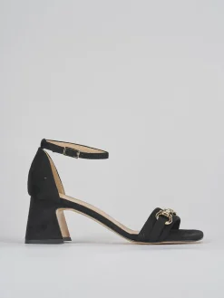 Sandalo tacco 6 cm nero camoscio