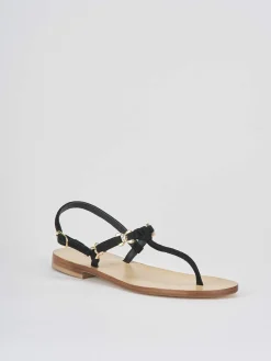 Sandalo tacco 1 cm nero camoscio