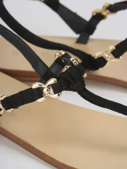 Sandalo tacco 1 cm nero camoscio