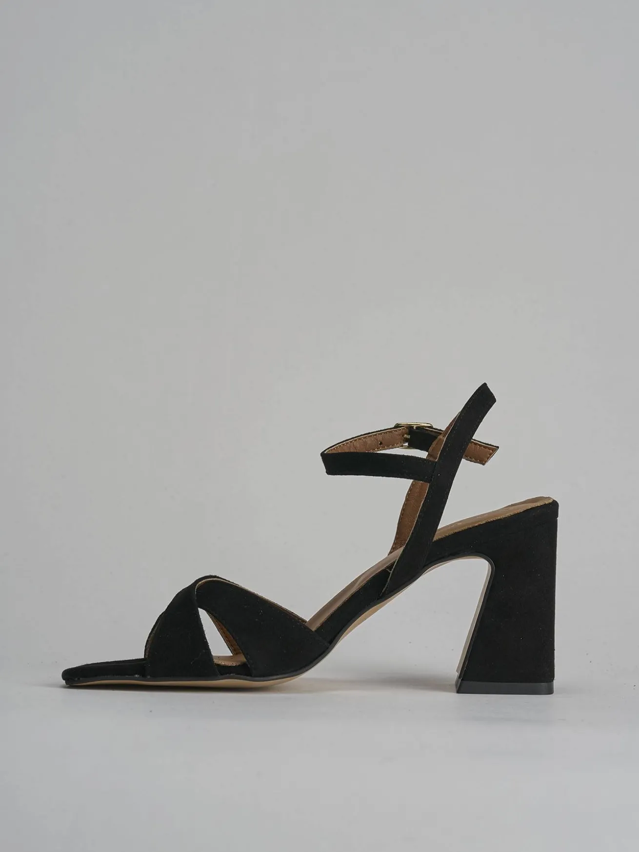 Sandalo tacco 8 cm nero camoscio