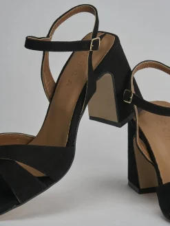 Sandalo tacco 8 cm nero camoscio