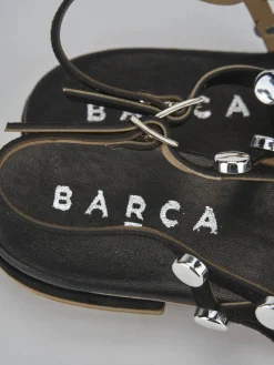 Sandalo tacco 1 cm nero camoscio