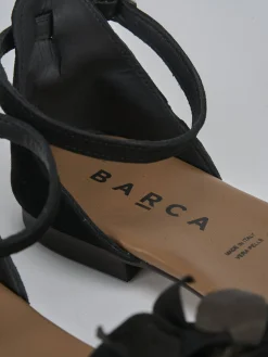 Sandalo tacco 1 cm nero camoscio