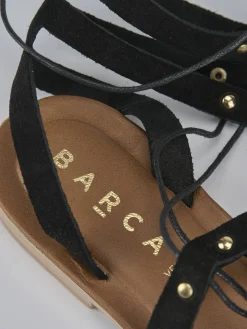 Sandalo tacco 1 cm nero camoscio