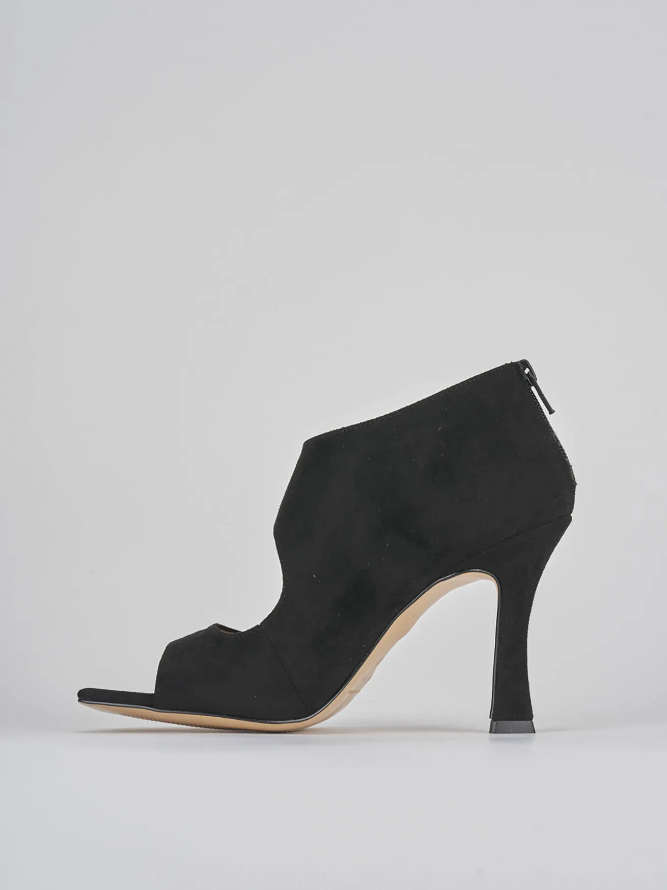 Sandalo tacco 9 cm nero camoscio