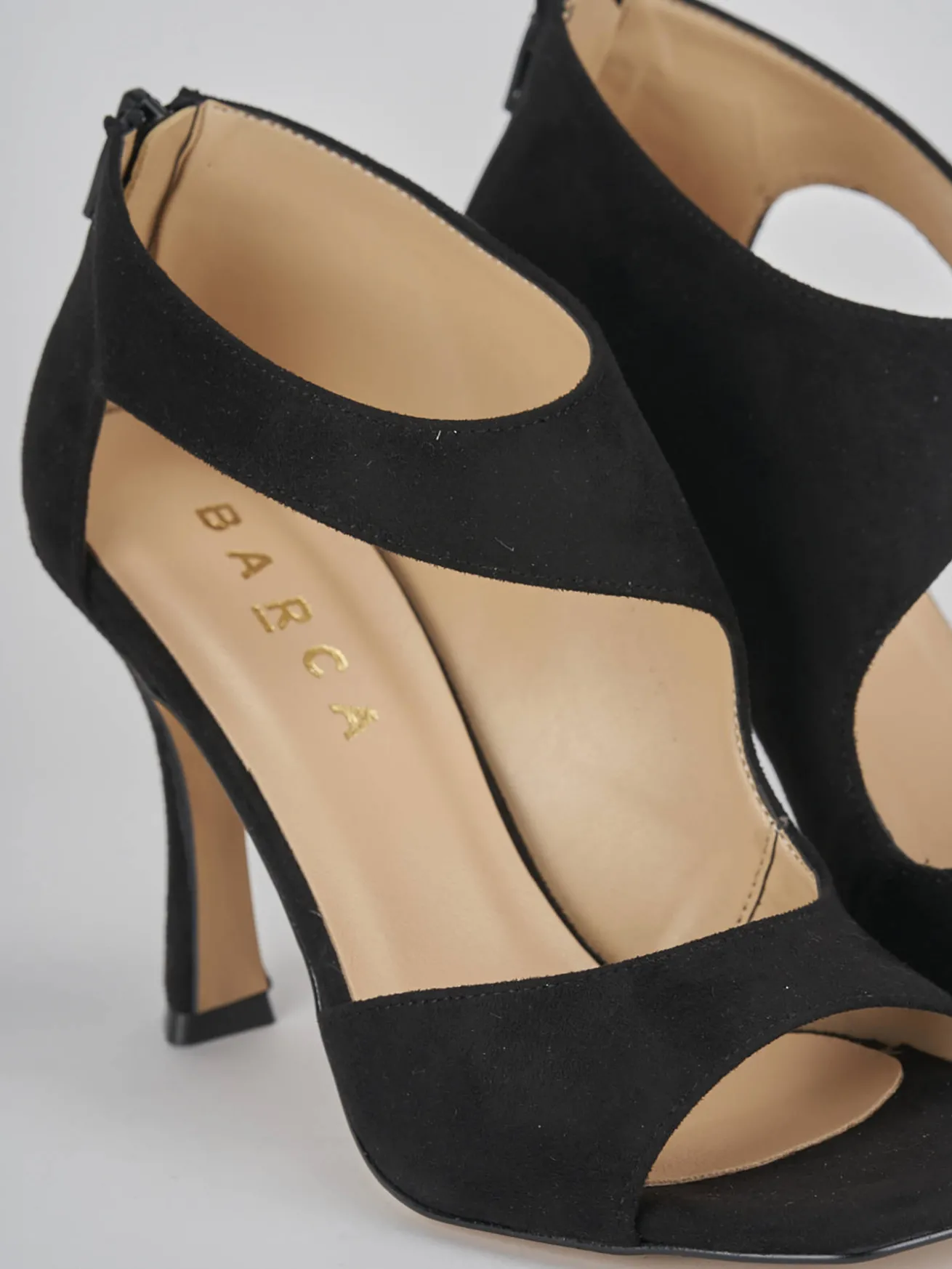 Sandalo tacco 9 cm nero camoscio