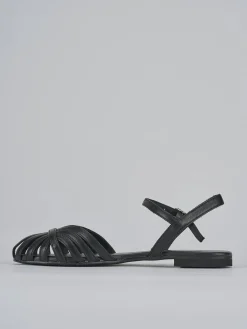 Sandalo tacco 1 cm nero pelle