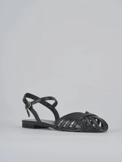 Sandalo tacco 1 cm nero pelle