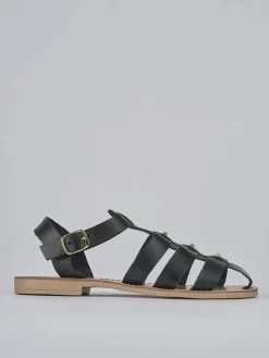 Sandalo tacco 1 cm nero pelle