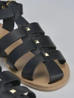 Sandalo tacco 1 cm nero pelle