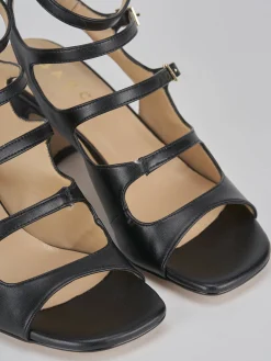 Sandalo tacco 6 cm nero pelle